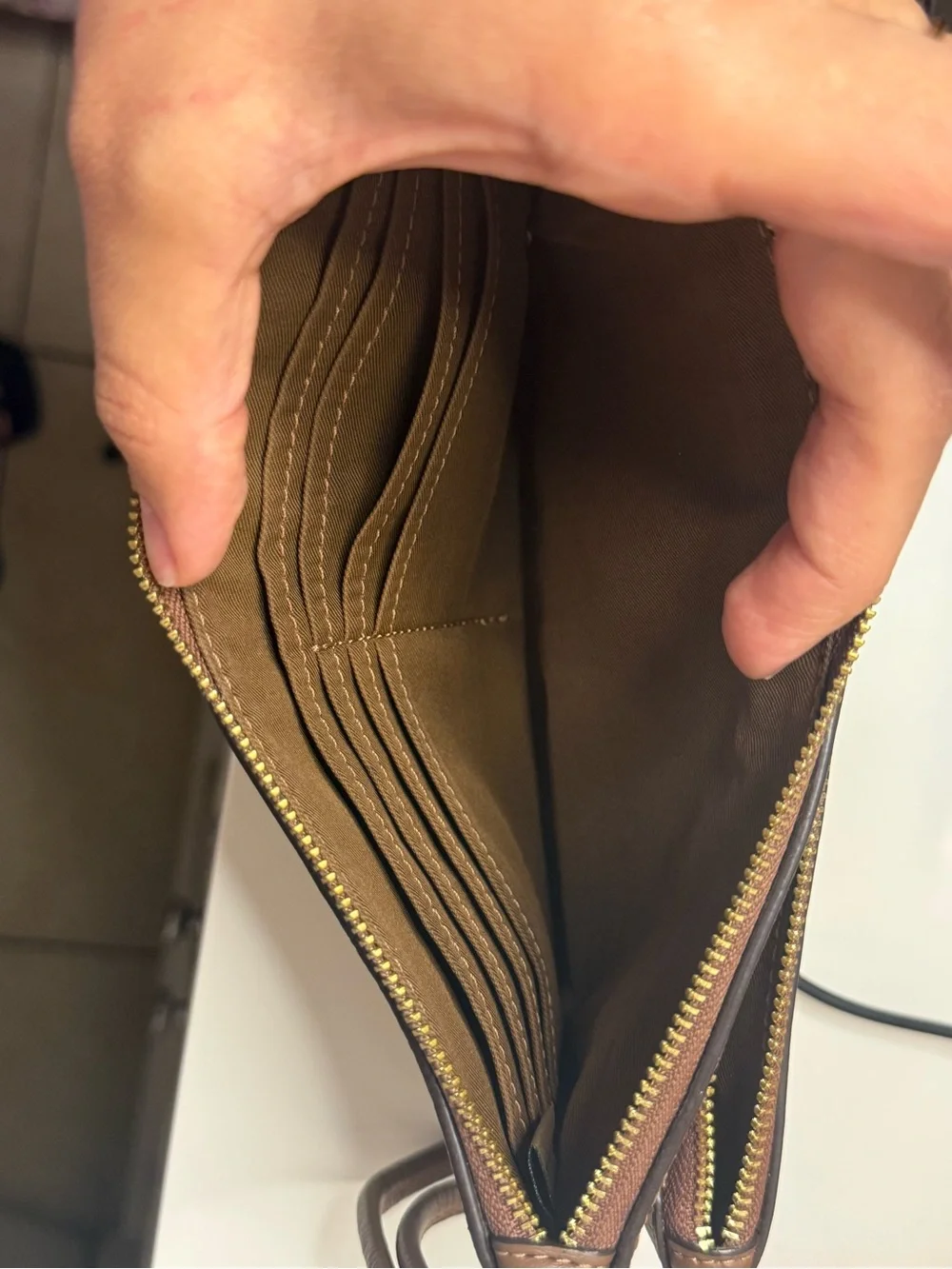 COACH Brown Signature Canvas Wristlet 🤎